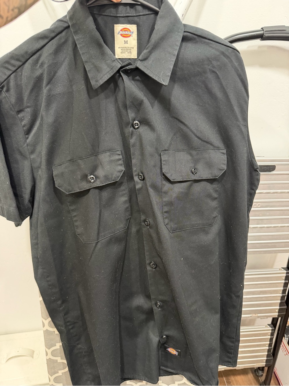 Dickies Black Short Sleeve Button-Down Work Shirt